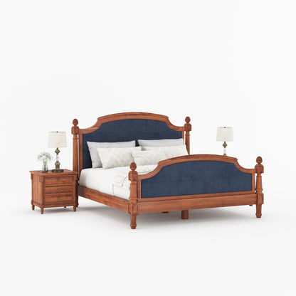 Novato Heritage Solid Wood Bed with Upholstered Headboard &amp; Footboard