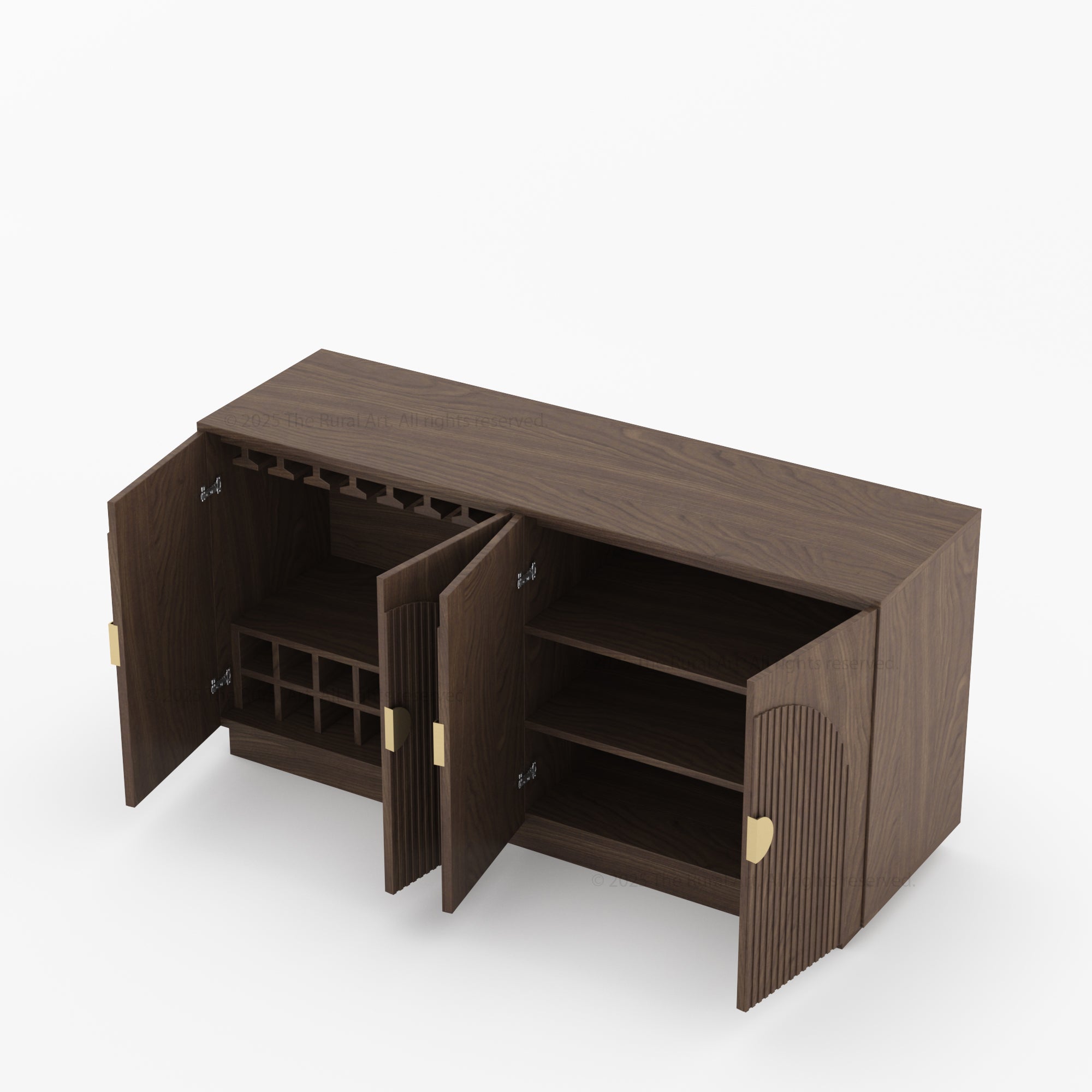 Clifton Fluted Arc-Front Solid Wood Wine Bar Sideboard