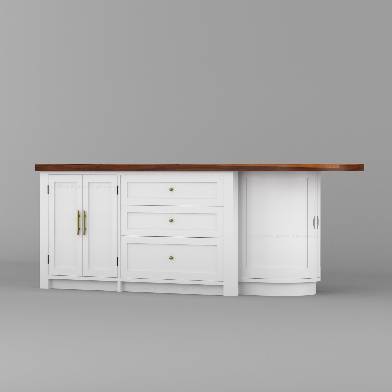 Danville Solid Wood Kitchen Island with Built-In Wine Cooler &amp; Storage Cabinets