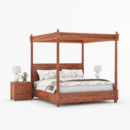 Kingman Grand Solid Wood Canopy Bed with Fluted Column Details