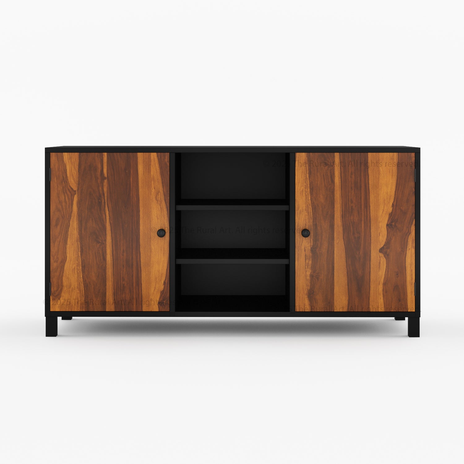 Ashland Real Wood Sideboard Buffet in Dual Tone Black Finish