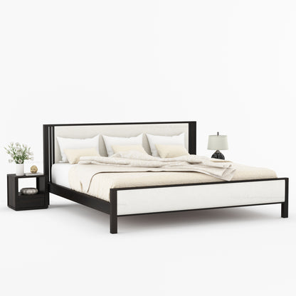 San Marino Premium Solid Indian Rosewood Upholstered Platform Bed