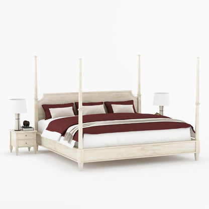 Dothan Four-Poster &amp; Floral-Carved Leg Solid Wood Bedroom Collection