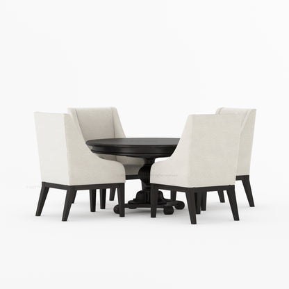 Phoenix Solid Wood Pedestal Dining Table &amp; Upholstered Armchair Set