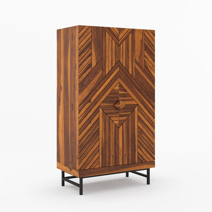 Charleston Rustic Modern Tall Bar Cabinet With Wine Storage