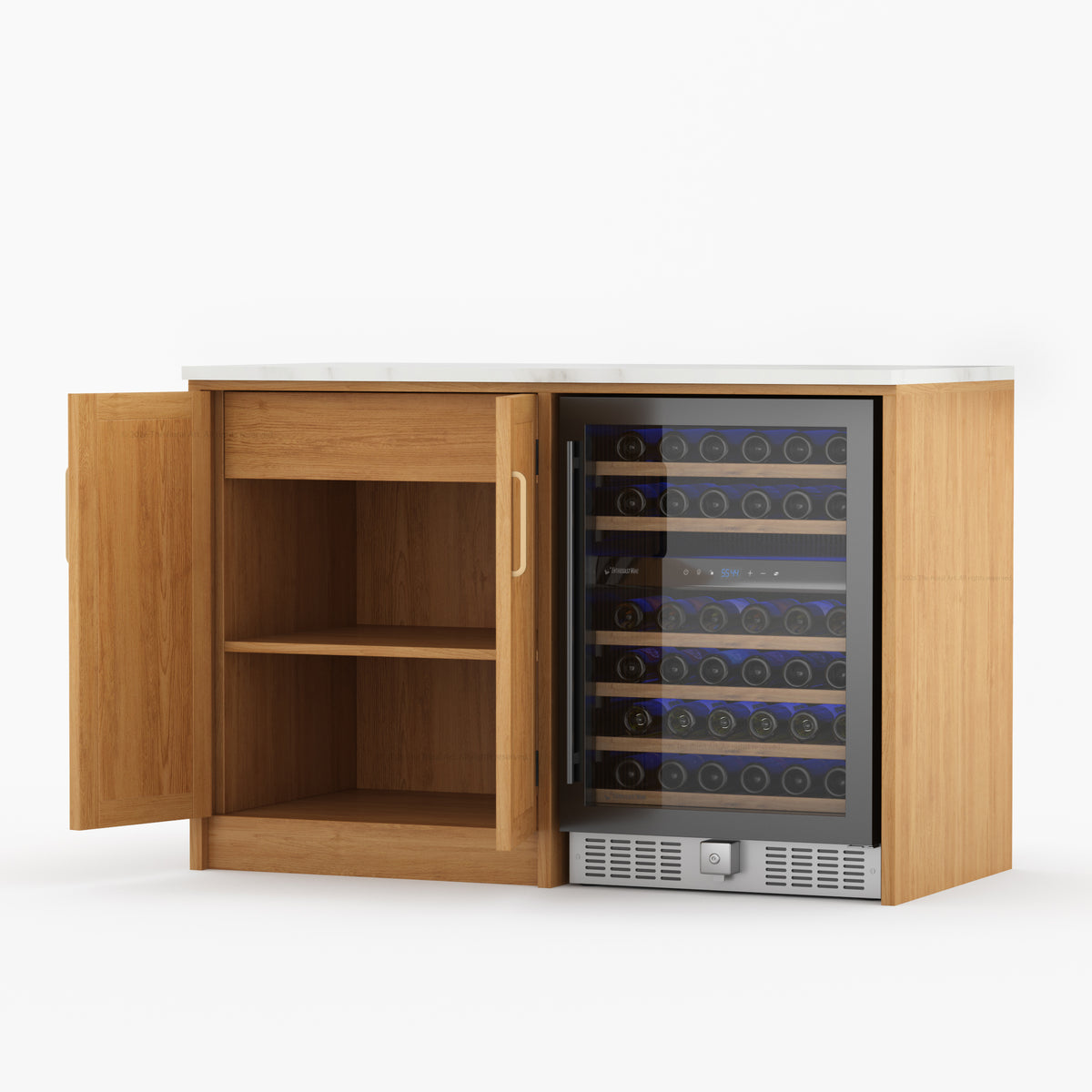 Fresno Modern Solid Wood Wine Bar Cabinet with Fridge Cutout