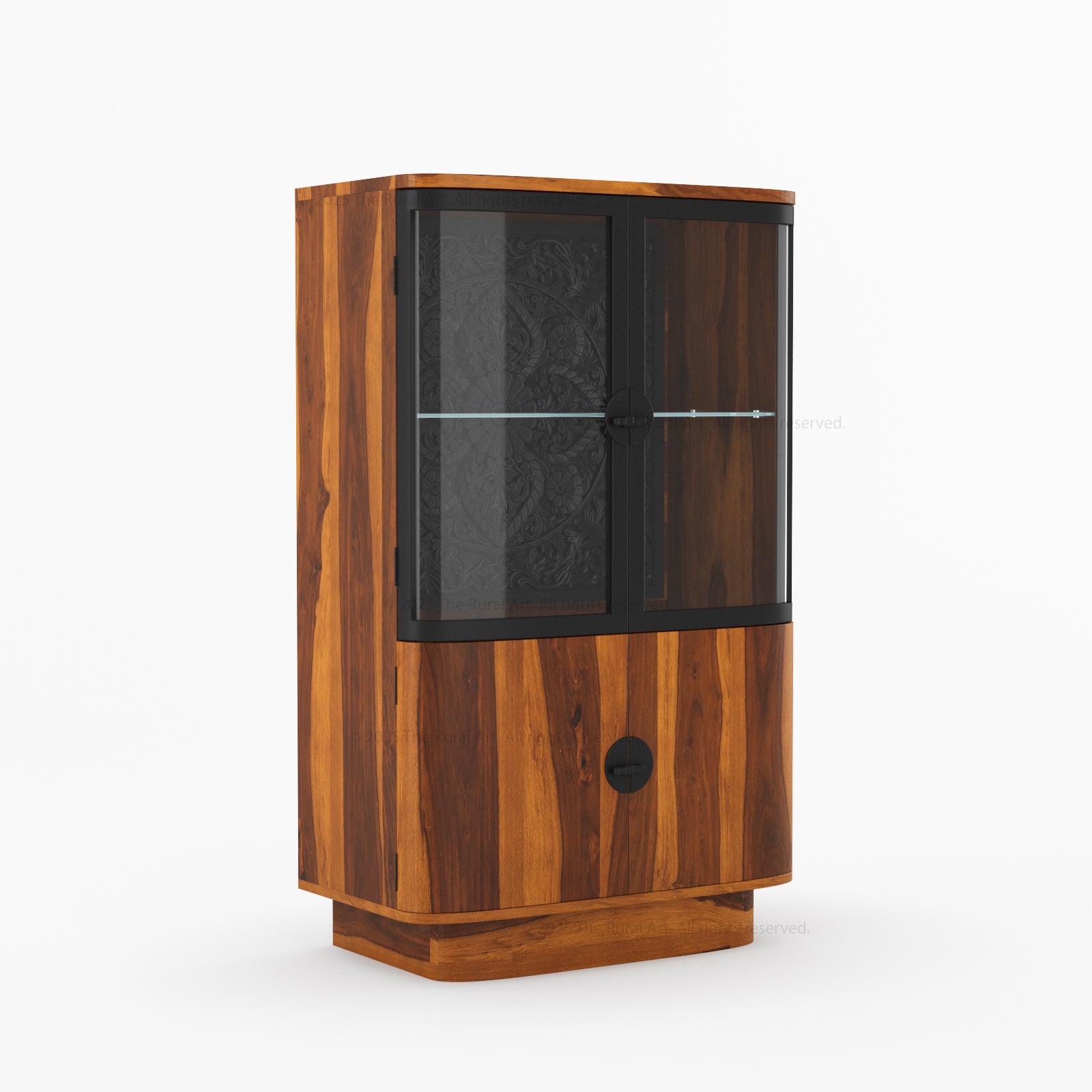 Woodinville Carved Bar Cabinet with Display Rack