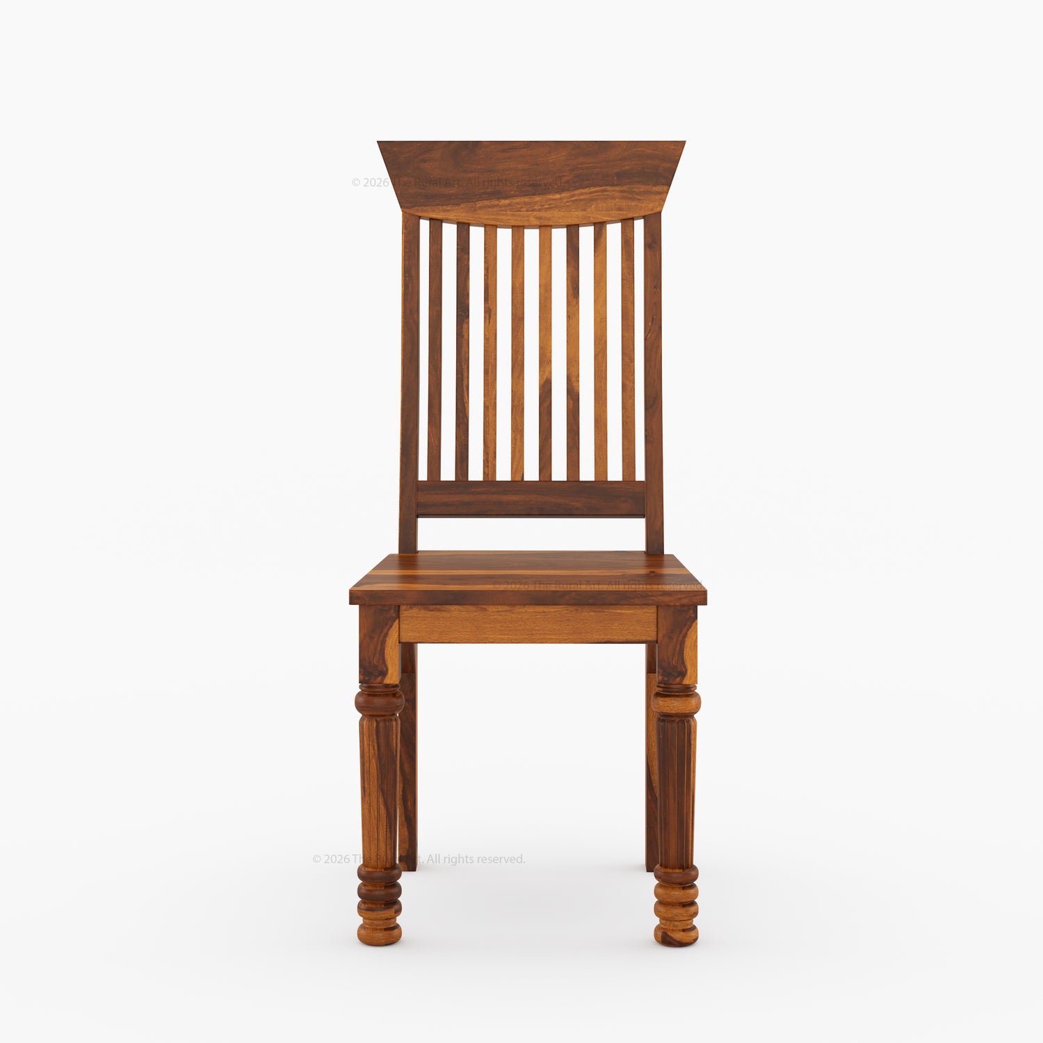 Indiana Solid Wood Slat Back Dining Chair with Turned Fluted Legs