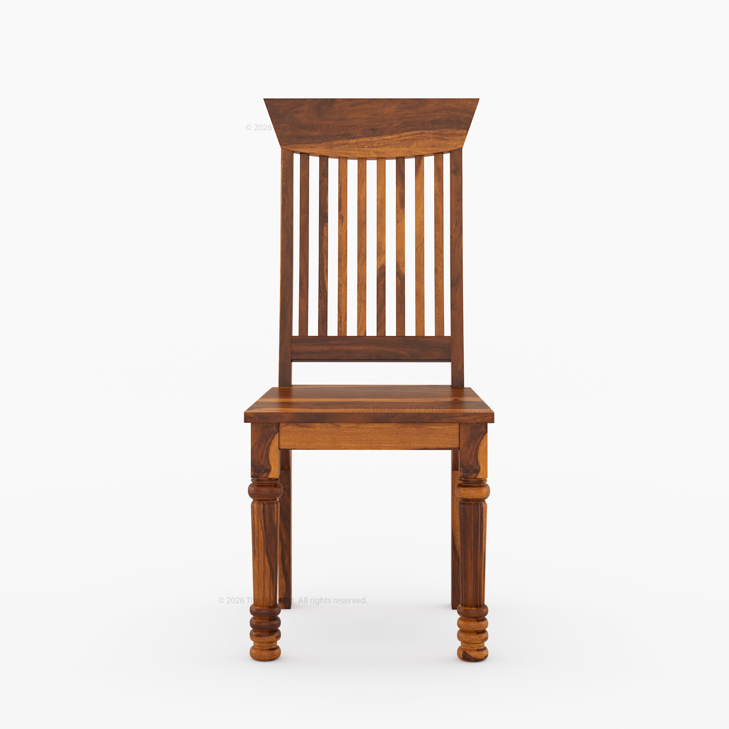 Indiana Solid Wood Slat Back Dining Chair with Turned Fluted Legs