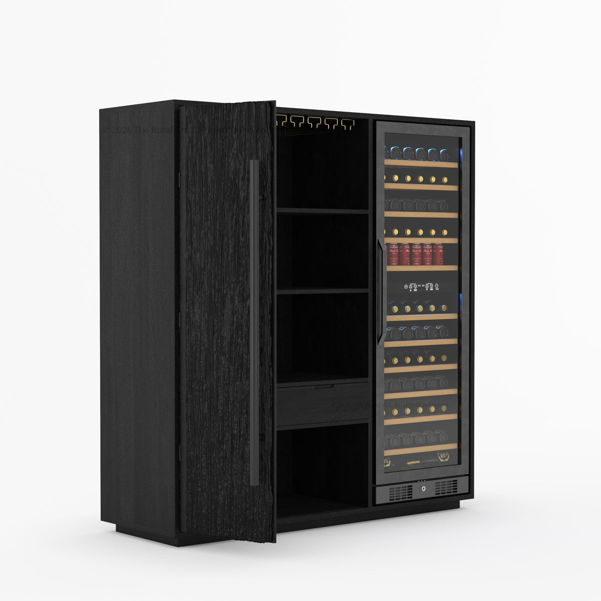 Myers Grand Modern Solid Wood Wine Bar Cabinet with Fridge Cutout