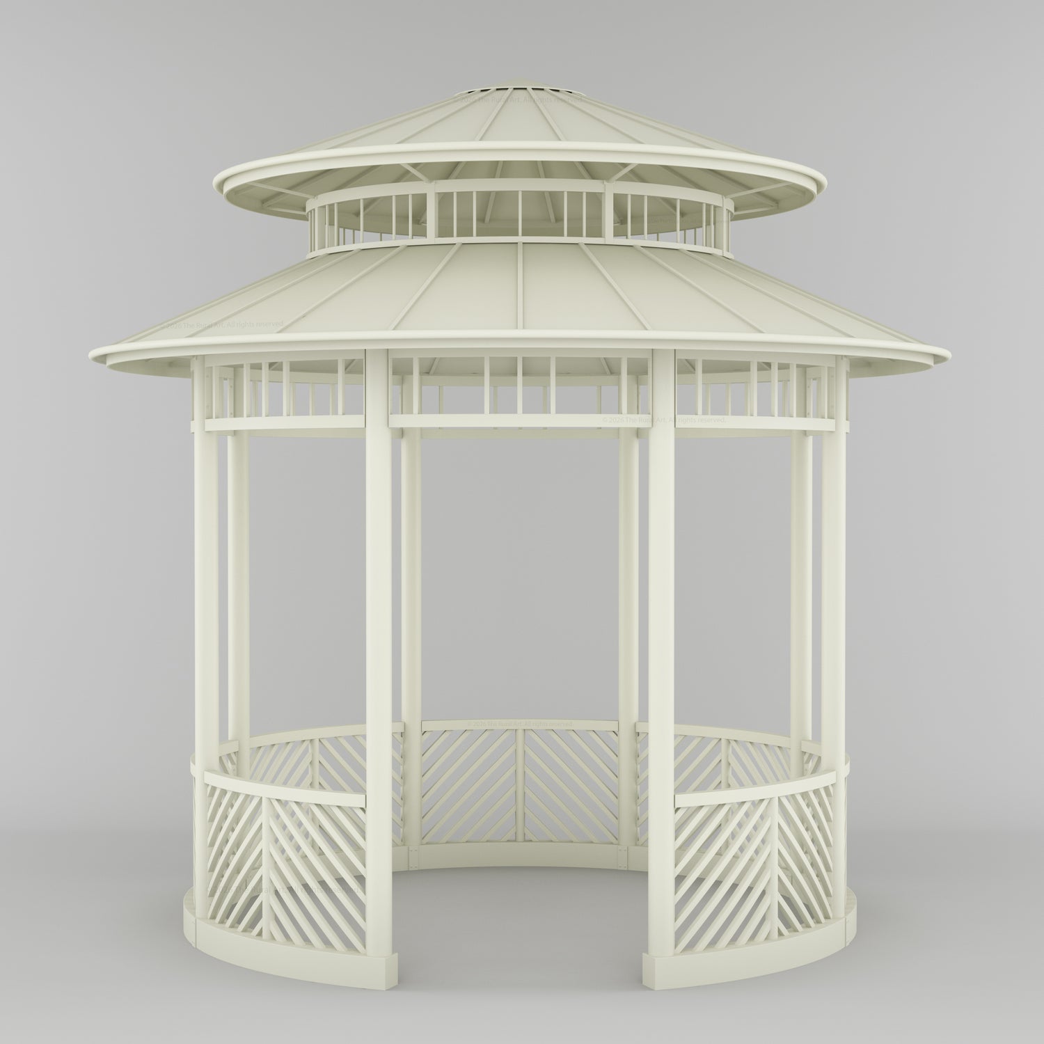 Portsmouth Double-Tier Estate Pavilion Wrought Iron Garden Gazebo