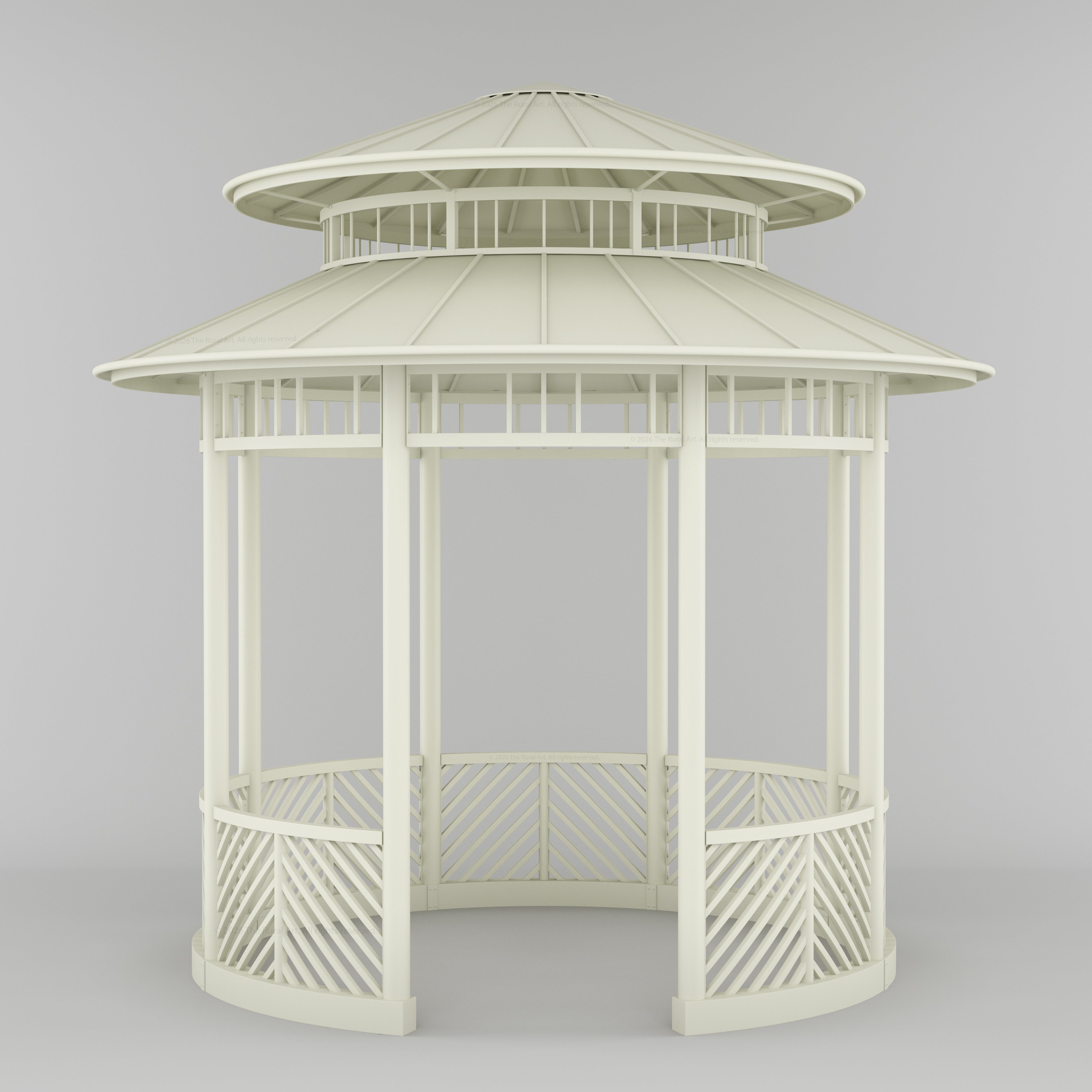 Portsmouth Double-Tier Estate Pavilion Wrought Iron Garden Gazebo