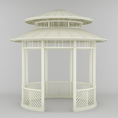 Portsmouth Double-Tier Estate Pavilion Wrought Iron Garden Gazebo
