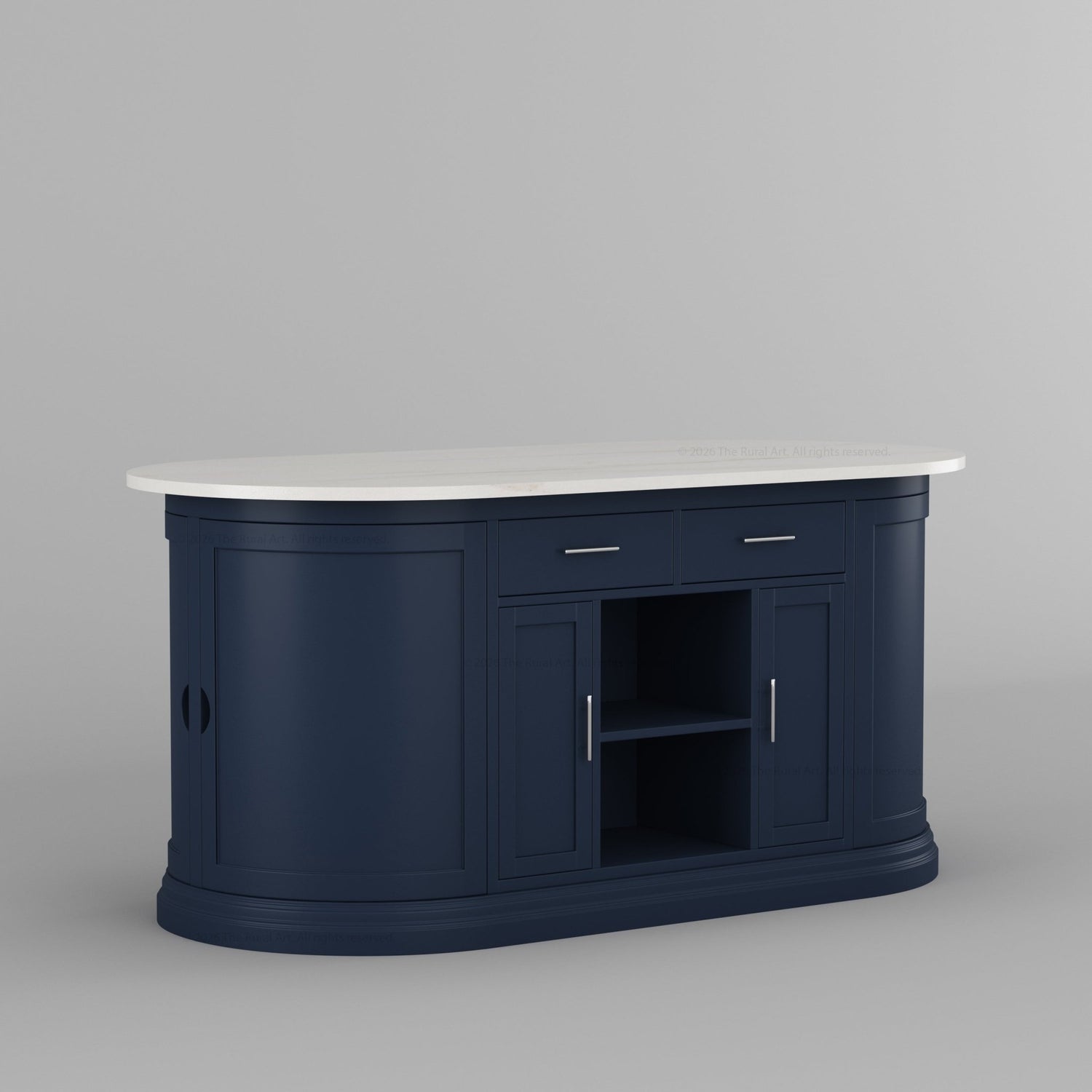 Harrison Solid Wood Oval Kitchen Island with Storage &amp; Optional Seating