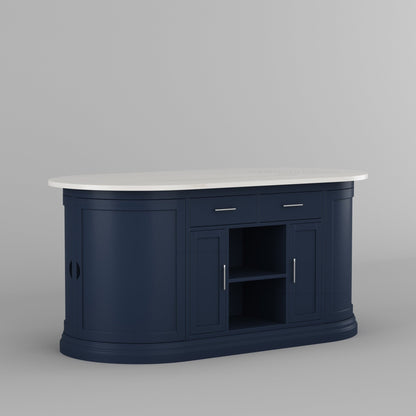 Harrison Solid Wood Oval Kitchen Island with Storage &amp; Optional Seating