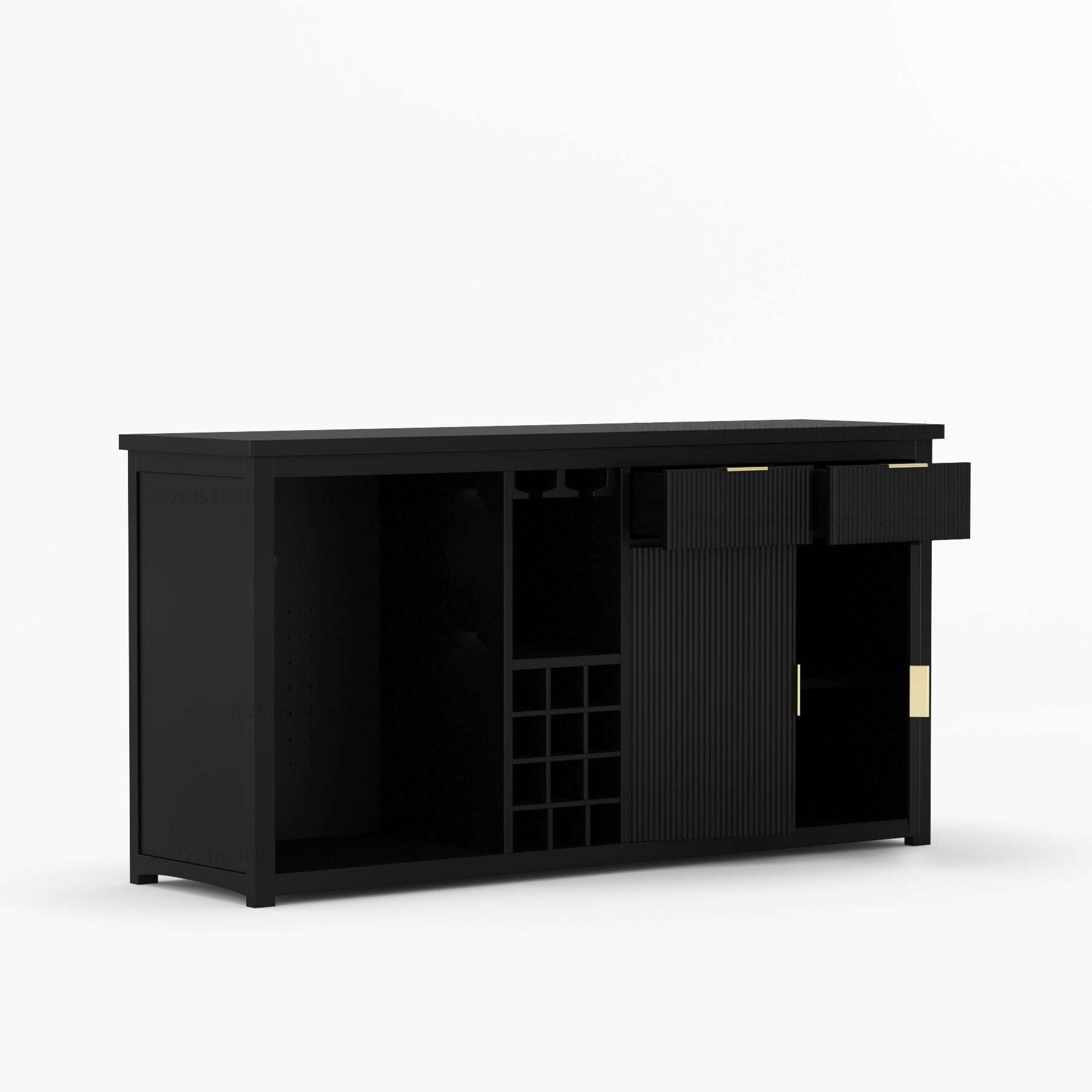 Sonoma Modern Black Bar Cabinet with Mini Fridge Space