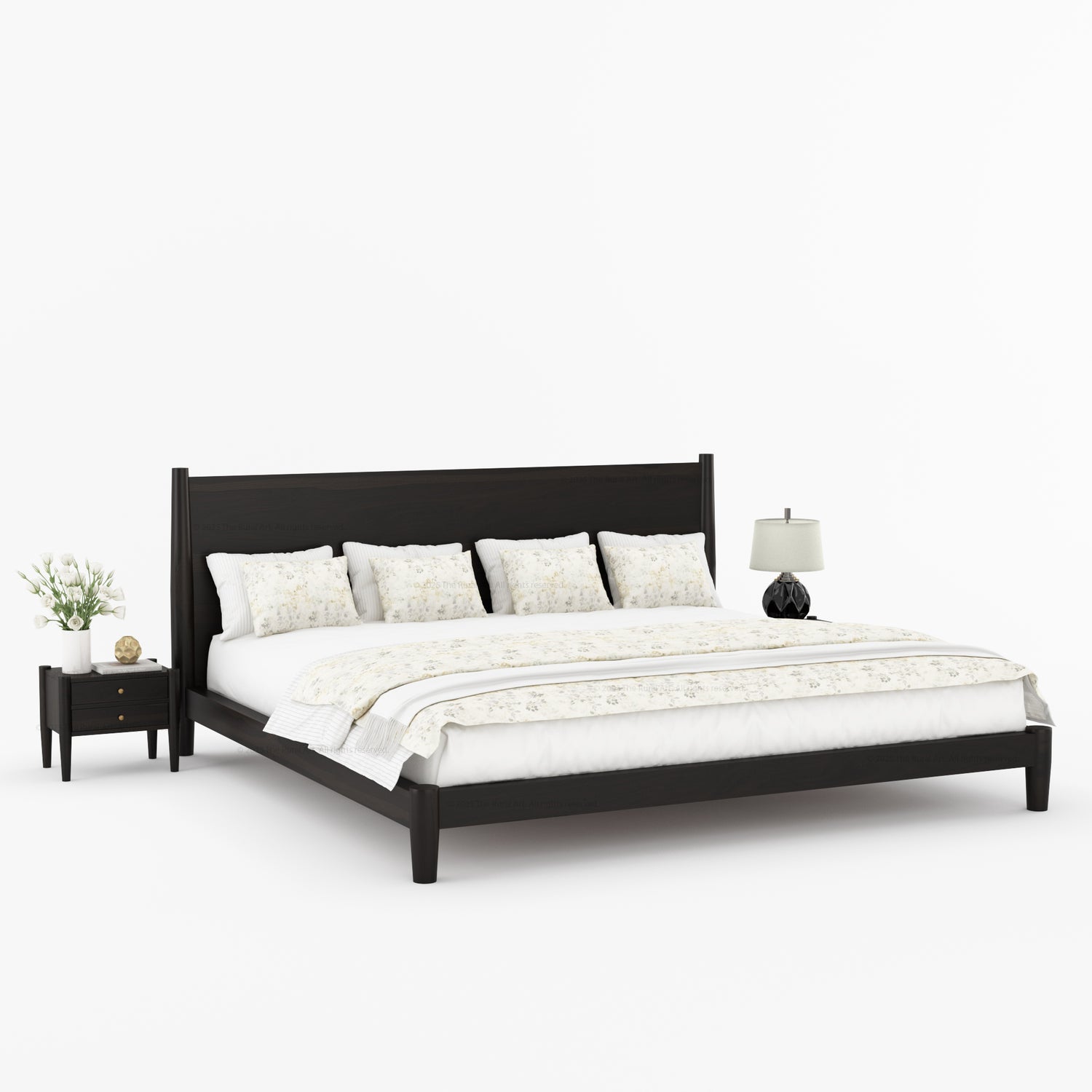Searcy Solid Wood Platform Bed with Headboard &amp; Slats