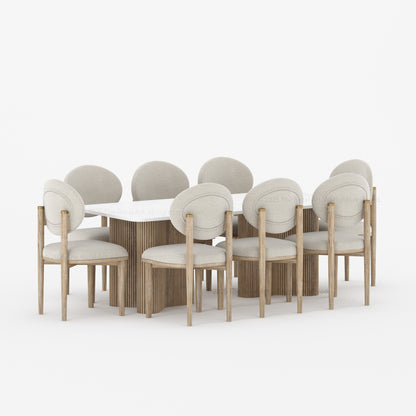 Valdez Fluted Dining Table &amp; Upholstered Chair Set