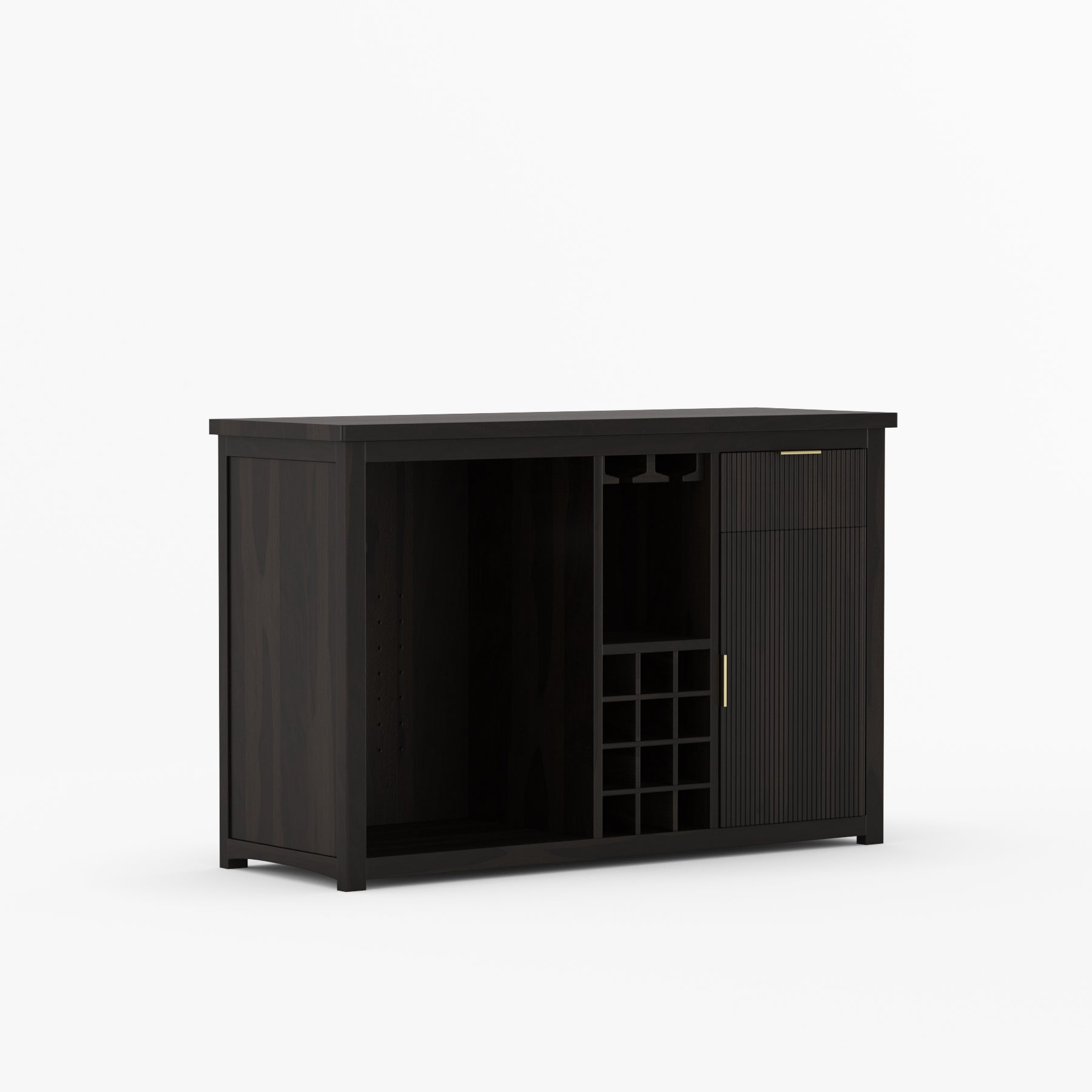 Sonoma Modern Black Bar Cabinet with Mini Fridge Space