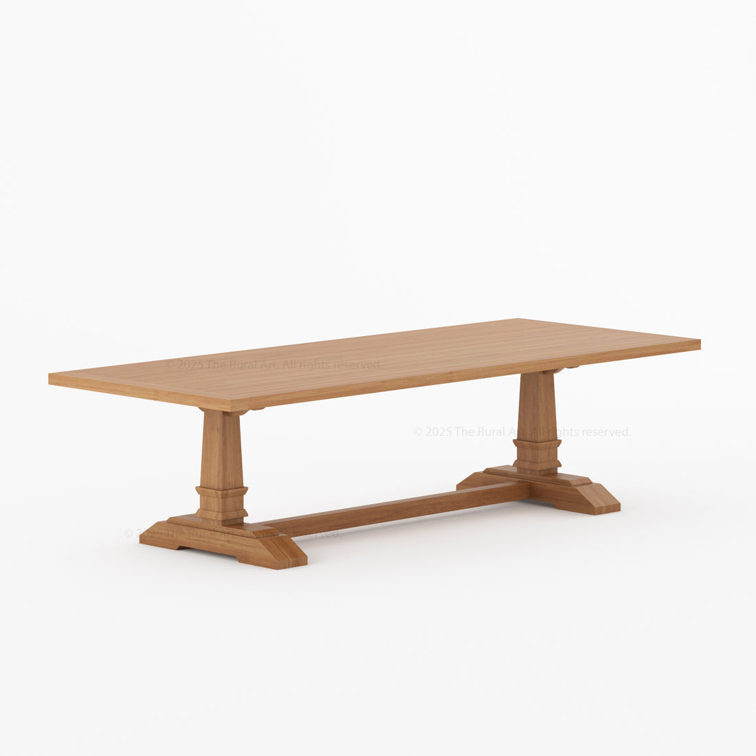 Roseville Solid Wood Trestle Dining Table with Pedestal Base Farmhouse Style