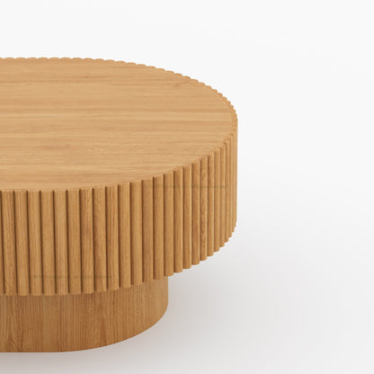 Cullman Teak Wood Oval Fluted Coffee Table