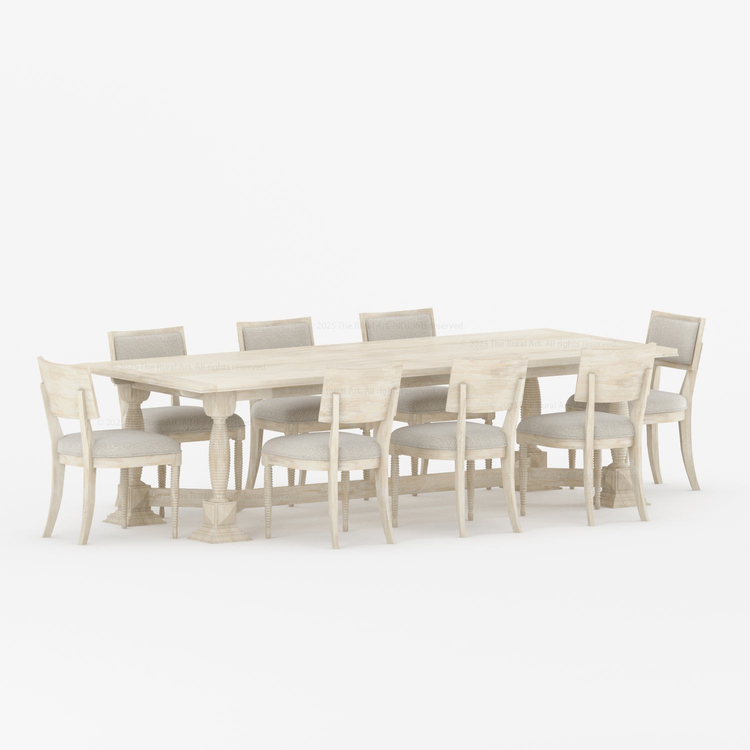 White dining table with six chairs 