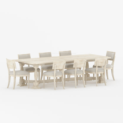 White dining table with six chairs 