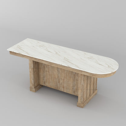 Portland Solid Wood Kitchen Island with Marble Countertop and Optional Stool Set