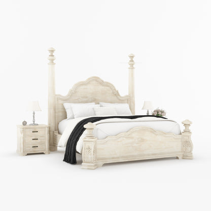 Alexander Hand-Carved Solid Wood Four Poster Bed
