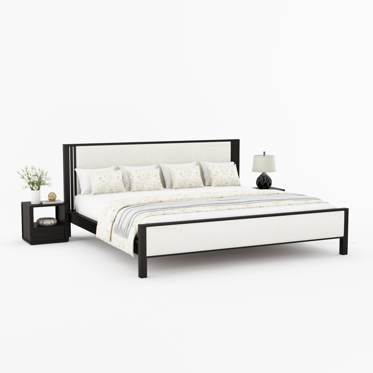 San Marino Premium Solid Indian Rosewood Upholstered Platform Bed