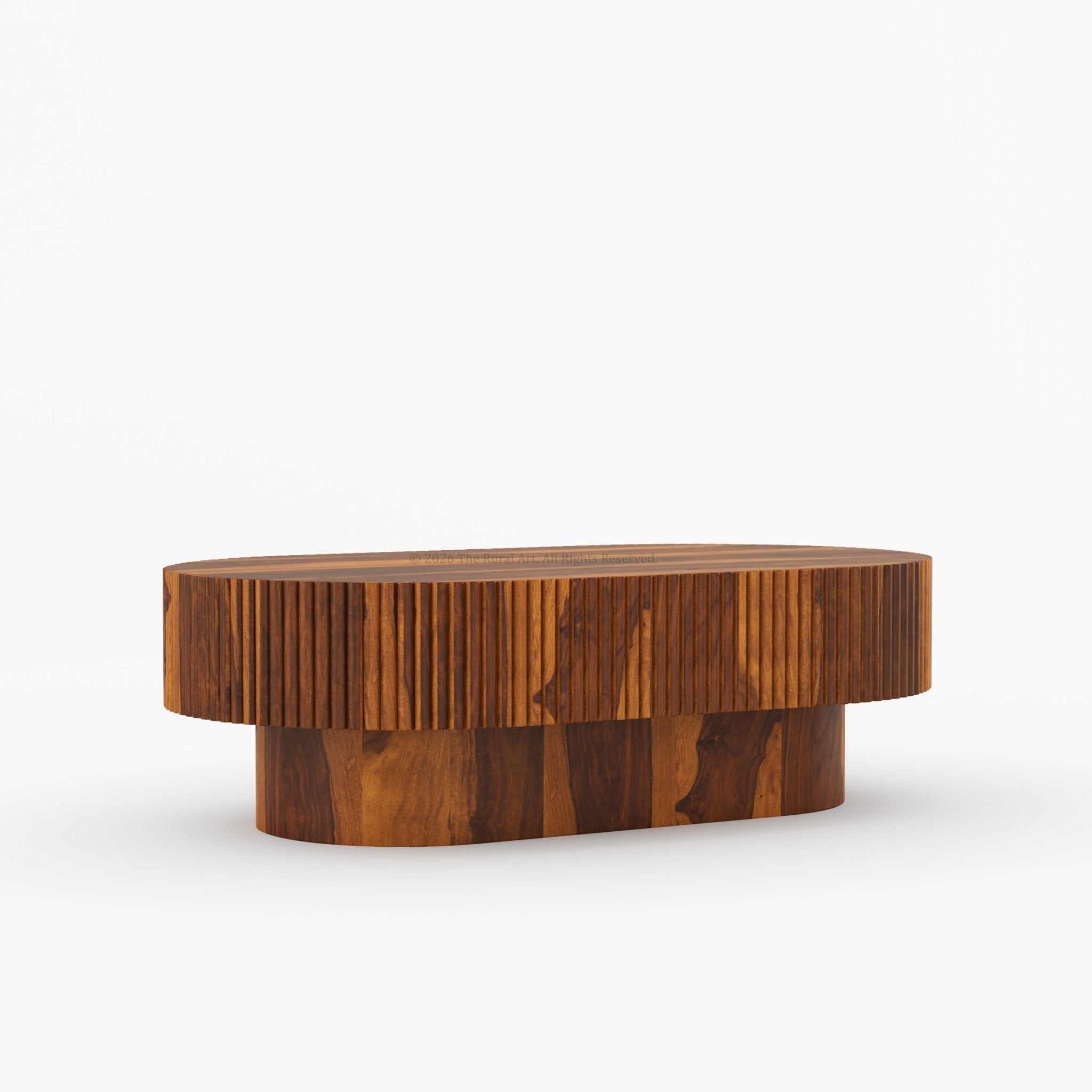 Cullman Teak Wood Oval Fluted Coffee Table