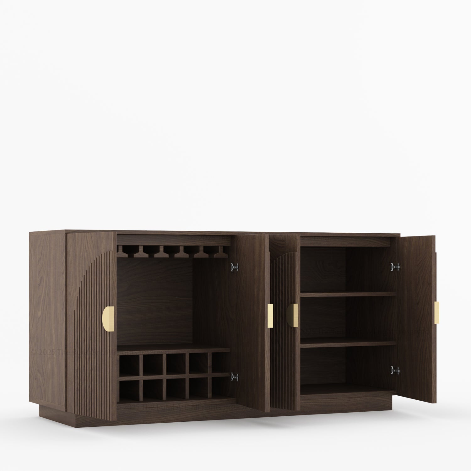Clifton Fluted Arc-Front Solid Wood Wine Bar Sideboard