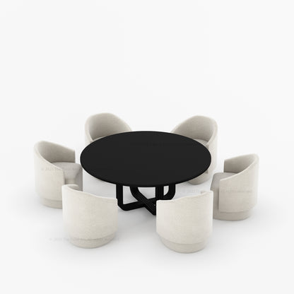 Marysville Round Pedestal Dining Table &amp; Chair Set with Sculptural Curved-Leg Base