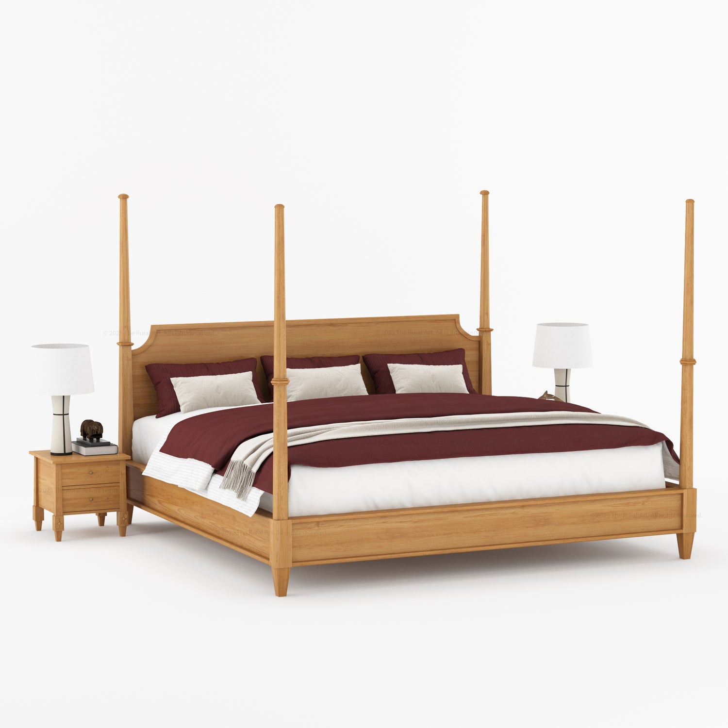 Dothan Four-Poster &amp; Floral-Carved Leg Solid Wood Bedroom Collection