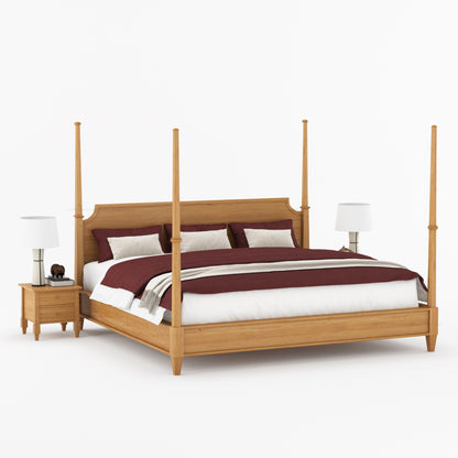 Dothan Four-Poster &amp; Floral-Carved Leg Solid Wood Bedroom Collection