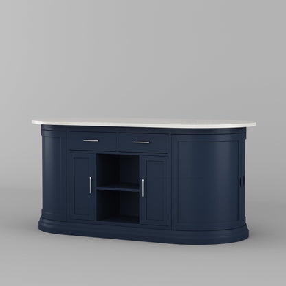 Harrison Solid Wood Oval Kitchen Island with Storage &amp; Optional Seating