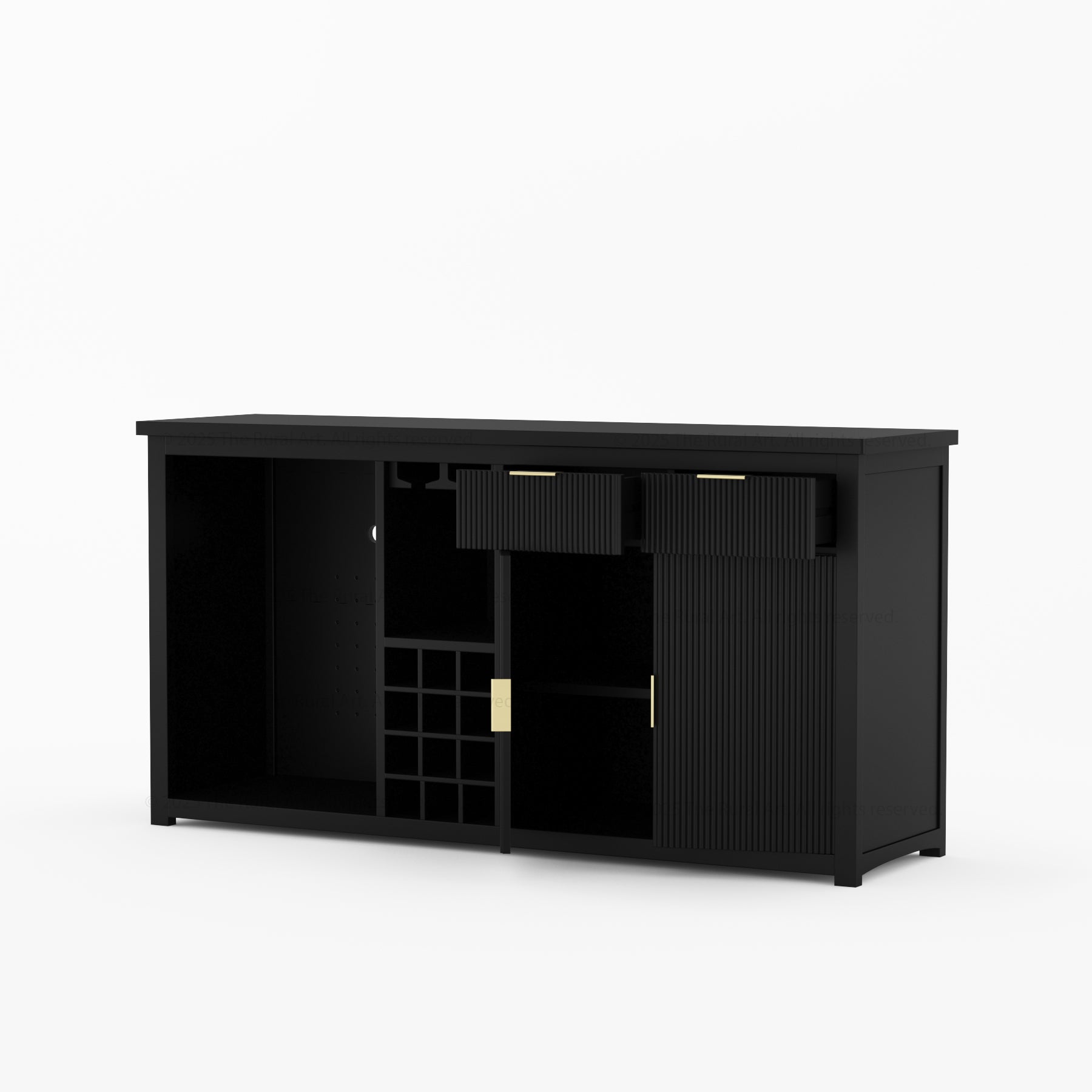 Sonoma Modern Black Bar Cabinet with Mini Fridge Space