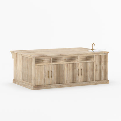 Sonoma Fluted Kitchen Island with Sink &amp; Quartz Top
