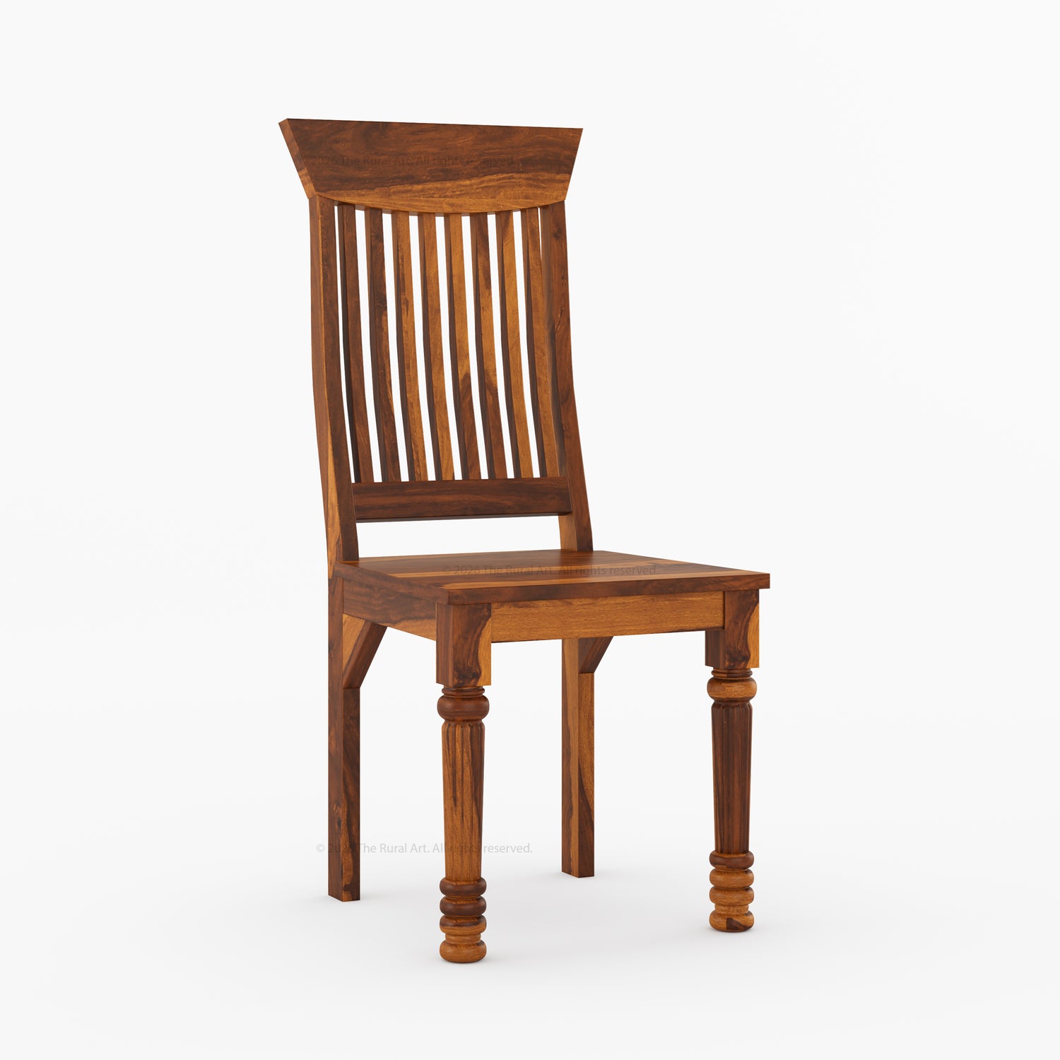 Indiana Solid Wood Slat Back Dining Chair with Turned Fluted Legs