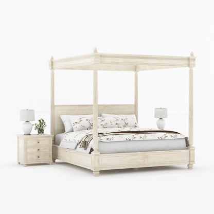 Kingman Grand Solid Wood Canopy Bed with Fluted Column Details