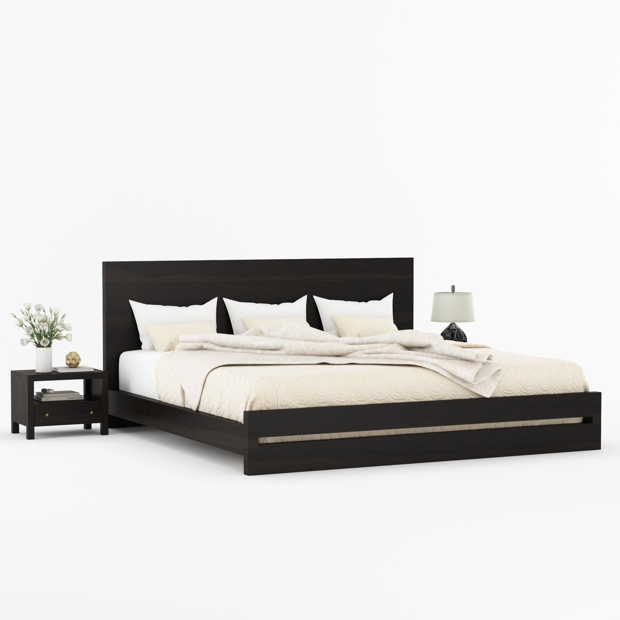 Lompoc Rustic Solid Wood Platform Bed Modern Minimalist Design