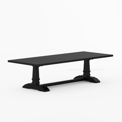 Roseville Solid Wood Trestle Dining Table with Pedestal Base Farmhouse Style