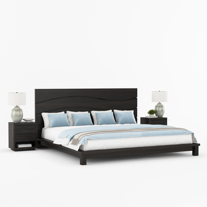 Seabrook Solid Wood Platform Bed with Wave-Carved Headboard