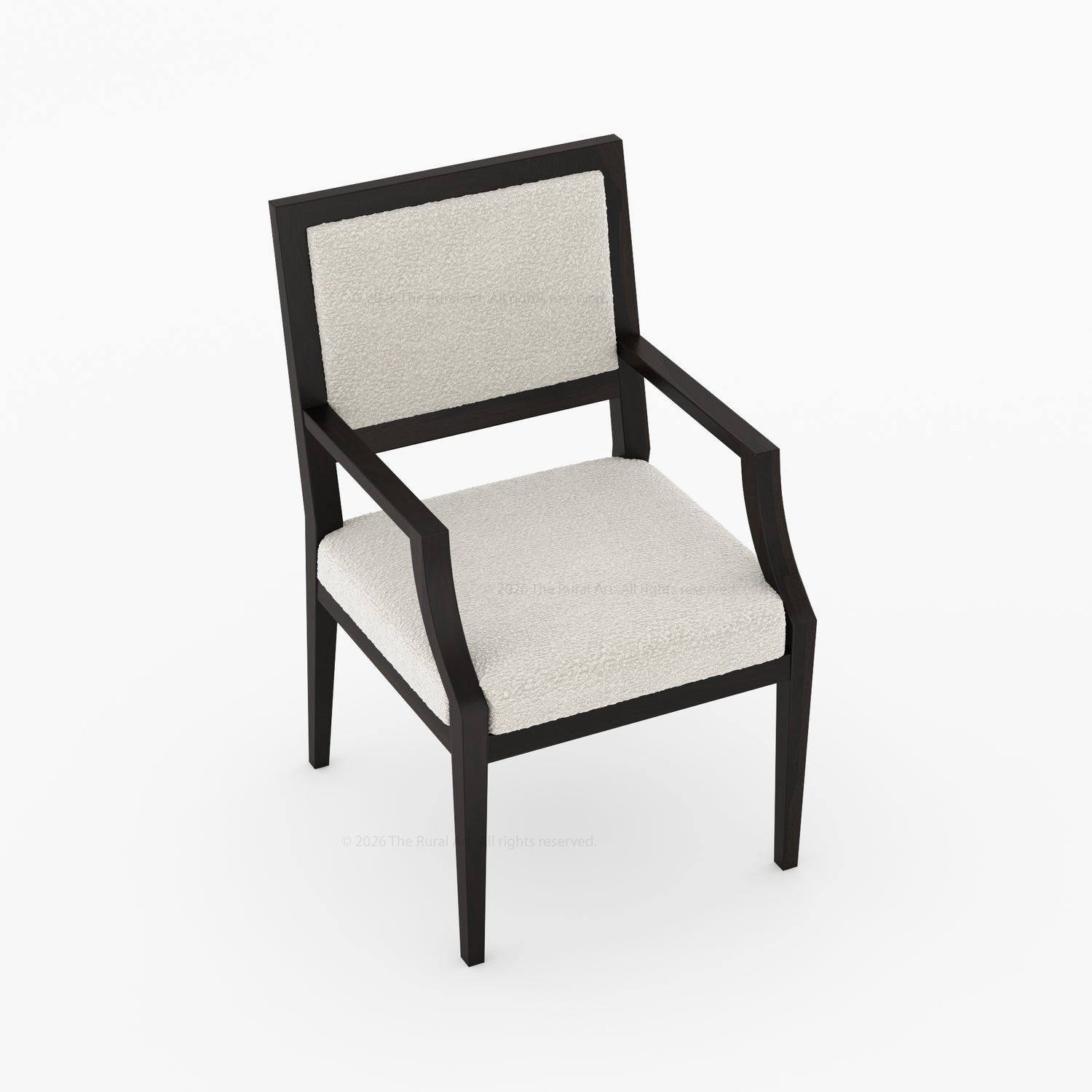 Winslow Solid Wood Dining Arm Chair with Boucle Upholstery