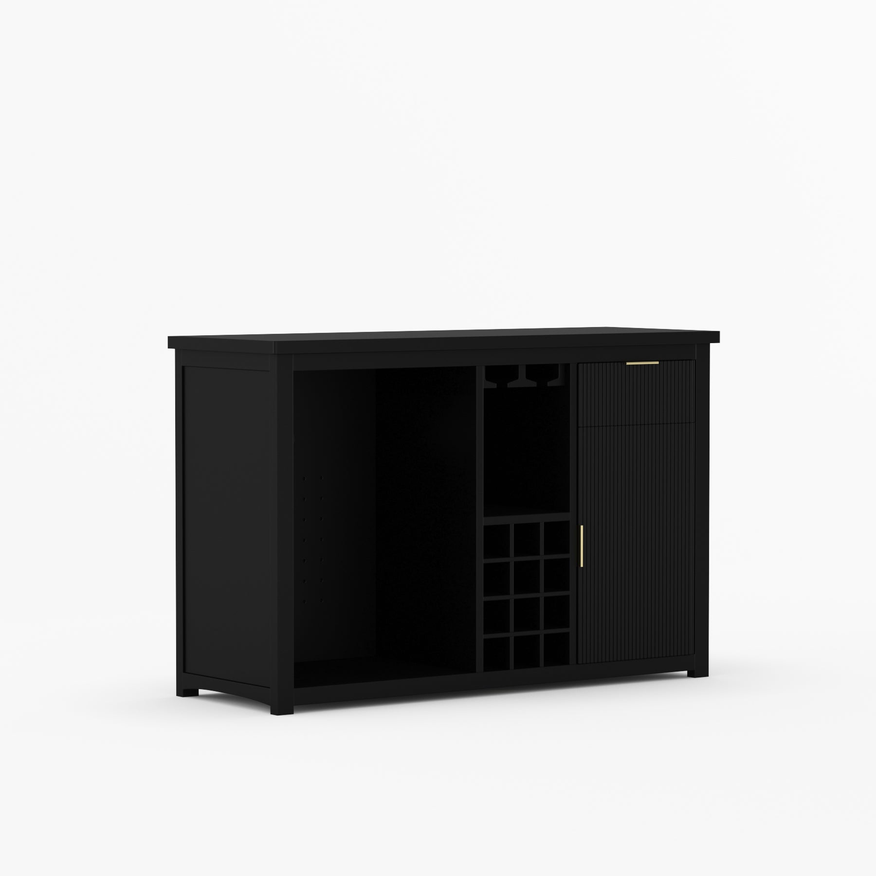 Sonoma Modern Black Bar Cabinet with Mini Fridge Space