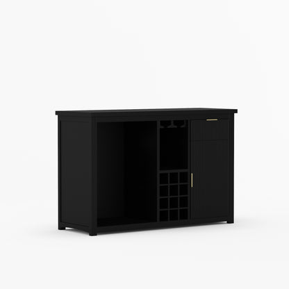 Sonoma Modern Black Bar Cabinet with Mini Fridge Space