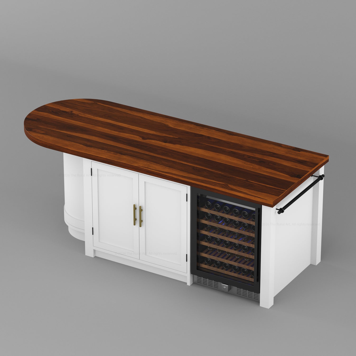 Danville Solid Wood Kitchen Island with Built-In Wine Cooler &amp; Storage Cabinets