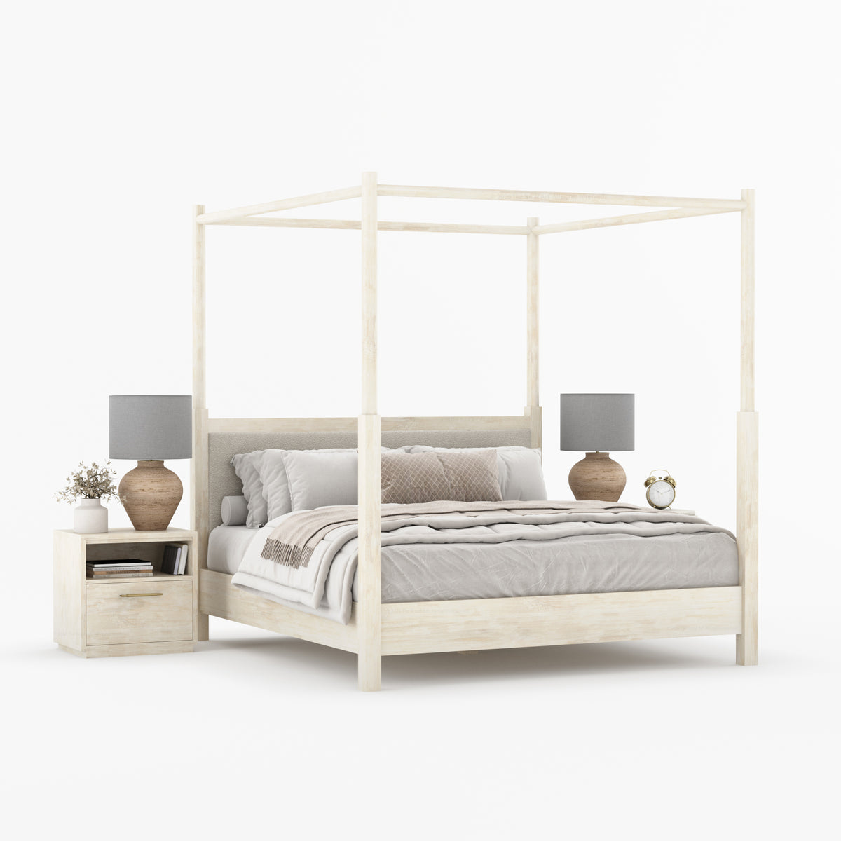 Hartsville Upholstered Solid Wood Canopy Bed