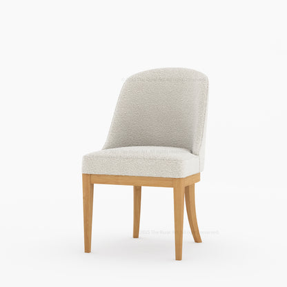 Medina Upholstered Dining Chair | Mid-Century Modern Solid Wood Chair with Curved Back