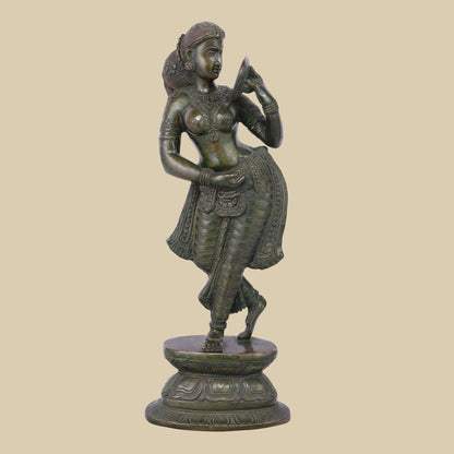 Heritage Brass Woman Figure Sculpture with Mirror